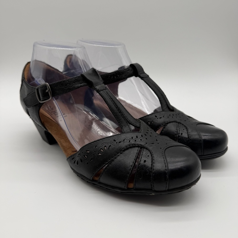 Cobb Hill T-Strap Mary Jane Black Leather Pumps Flapper Style Dance Shoe Size 8
